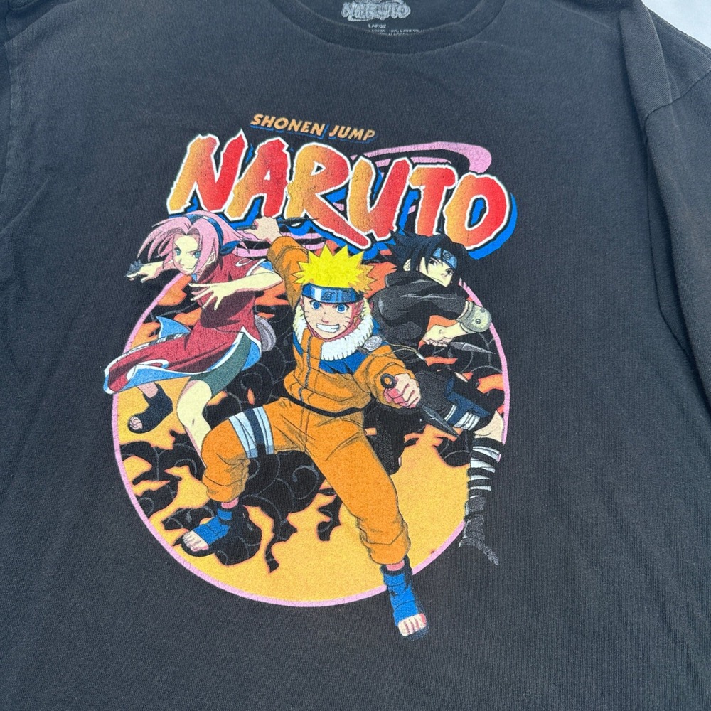 Naruto Shonen Jump Black Long Sleeve Graphic T-Shirt Team 7 Sleeve Pre-Loved